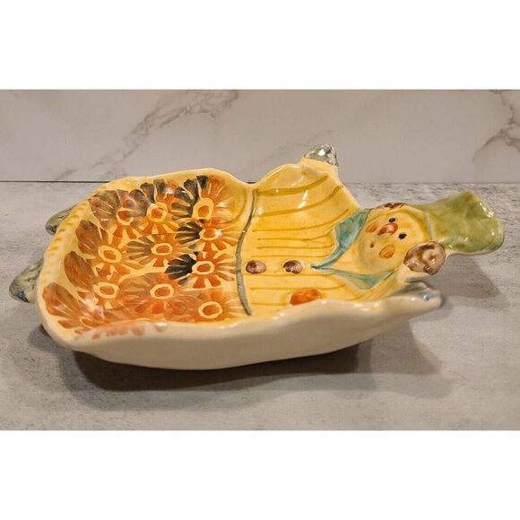 VTG Italian Clown Nursery Wall Hanging Art Pottery Trinket Soap Dish Handpainted - Picture 5 of 7